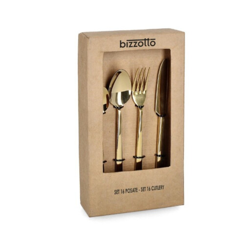 Set 16 tacamuri otel auriu 4x14,5h; 5x19h; 5x18,8h; 8x21,5h