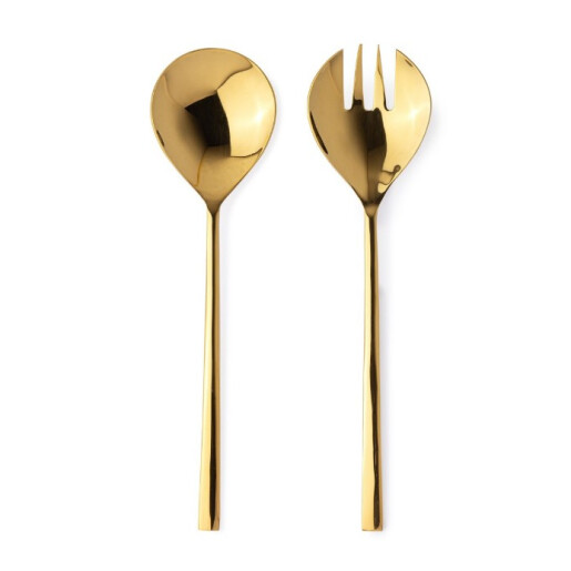 Set 2 linguri servire salata otel auriu Hestia 7x27,1h; 7x27,1h