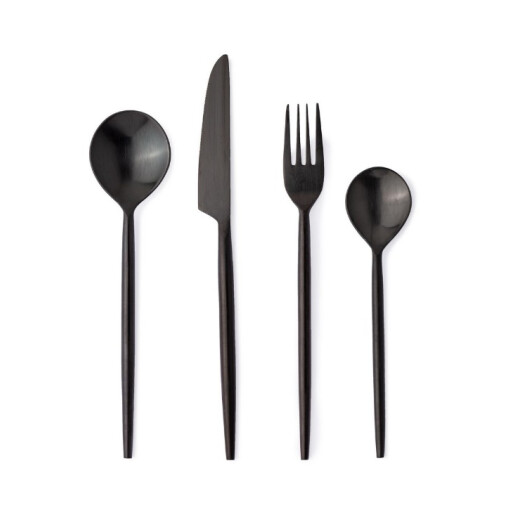 Set 16 tacamuri otel negru satinat Bronte 6,5x17h; 7,5x20,1h; 7,5x20,h; 8x24h