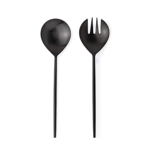 Set 2 linguri servire salata otel negru satinat Bronte 7x27,1h; 7x27,1h