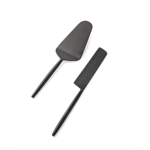 Set 2 tacamuri servire desert otel negru satinat Bronte 6x26h; 2,5x27h