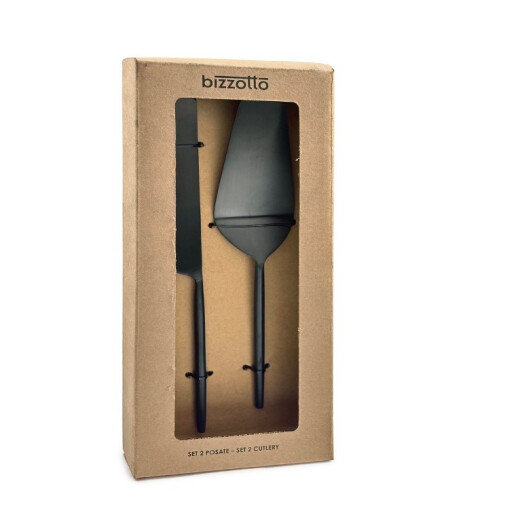 Set 2 tacamuri servire desert otel negru satinat Bronte 6x26h; 2,5x27h