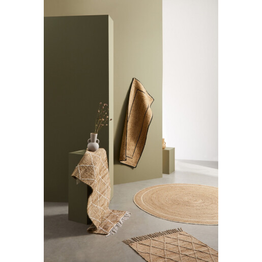 Covor iuta natur negru Ankit 60x150 cm