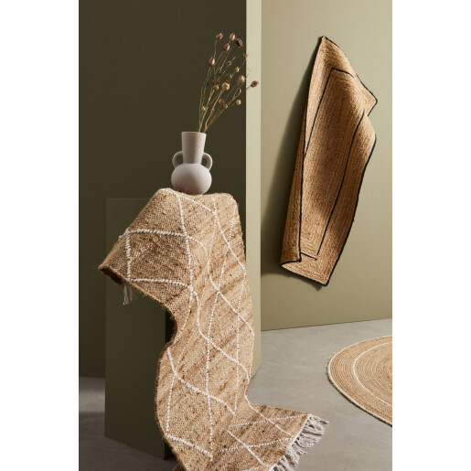 Covor iuta natur negru Ankit 60x150 cm