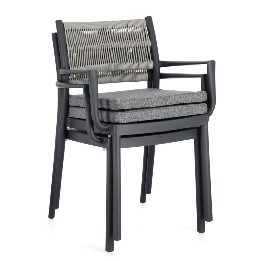 Set 4 scaune gradina gri Alvin 59.5x52.5x82 cm