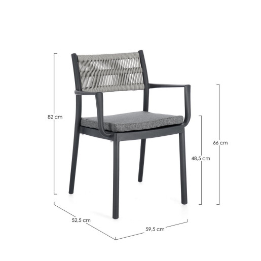 Set 4 scaune gradina gri Alvin 59.5x52.5x82 cm