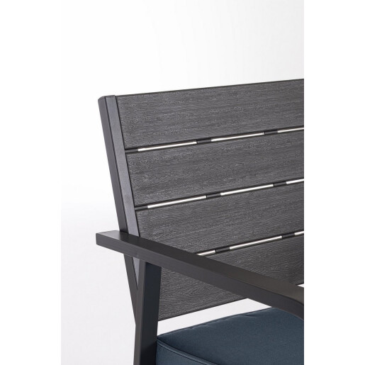 Set mobilier gradina otel textil gri charcoal Sarita 98x48x39 cm, 60.5x65.5x76 cm, 118x65.5x76 cm