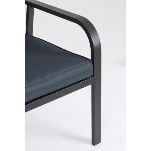 Set mobilier gradina otel textil gri charcoal Sarita 98x48x39 cm, 60.5x65.5x76 cm, 118x65.5x76 cm