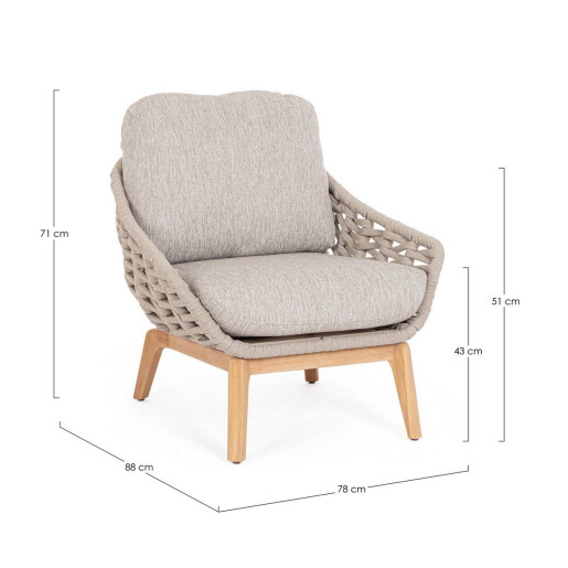 Fotoliu lemn natur textil bej Tamires 78x88x71 cm