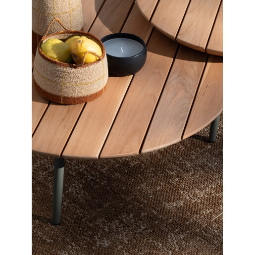 Set 2 masute otel verde lemn natur Ivissa 60x35 cm, 80x30 cm