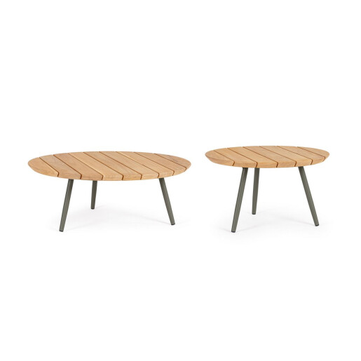 Set 2 masute otel verde lemn natur Ivissa 60x35 cm, 80x30 cm