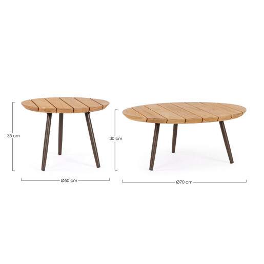 Set 2 masute otel lemn maro Talaia 50x35 cm, 70x30 cm