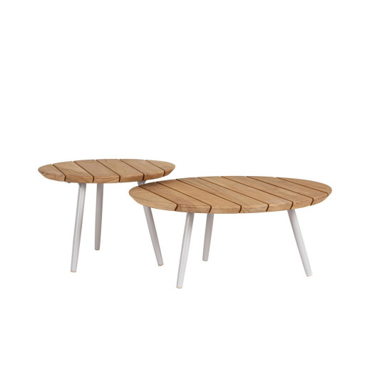 Set 2 masute otel alb frosty lemn maro Talaia 50x35 cm, 70x30 cm