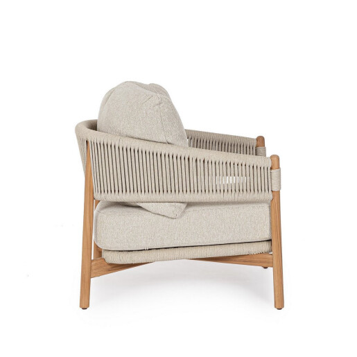 Fotoliu lemn natur textil taupe Garita 79.5x87x87 cm
