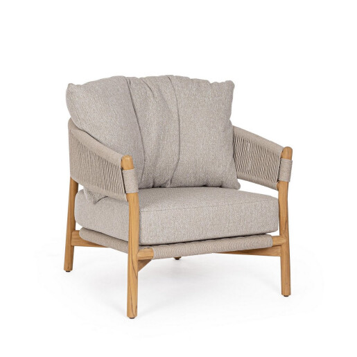 Fotoliu lemn natur textil taupe Garita 79.5x87x87 cm