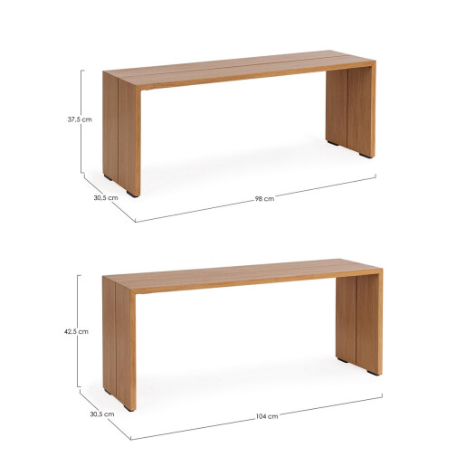 Set 2 masute aluminiu maro Piper 98x30.5x37.5 cm, 104x30.5x42.5 cm