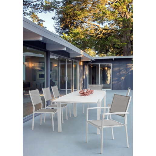 Set 6 scaune gradina alb taupe Hilde 57x60x88 cm