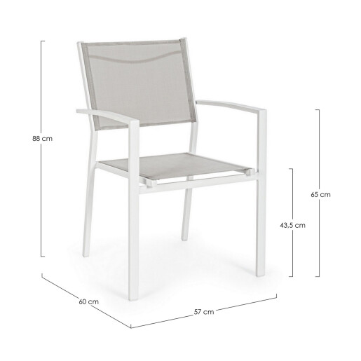 Set 6 scaune gradina alb taupe Hilde 57x60x88 cm