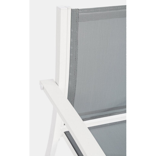 Set mobilier gradina otel alb textilena gri Auri 58x58x75x40hx58hx 58x58x75x40hx58h, 45x45x38h