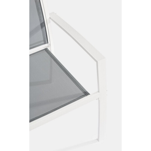 Set mobilier gradina otel alb textilena gri Auri 58x58x75x40hx58hx 58x58x75x40hx58h, 45x45x38h