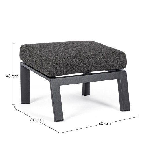 Taburet aluminiu textil gri antracit Helina 60x59x43 cm