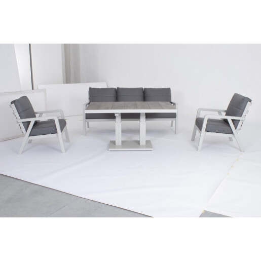 Set mobilier gradina canapea 2 fotolii gri Truman 190x86x88 cm