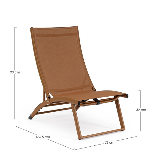 Set 2 fotolii gradina recliner maro pecan Taylor 53x166.5x90 cm