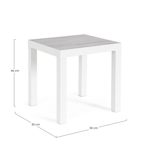 Masuta aluminiu alb ceramica gri  Kledi 50x50x46 cm