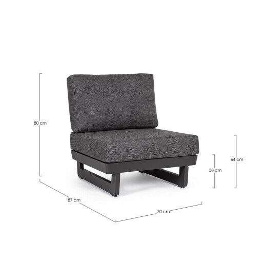 Fotoliu aluminiu textil gri antracit Infinity 70x87x80 cm