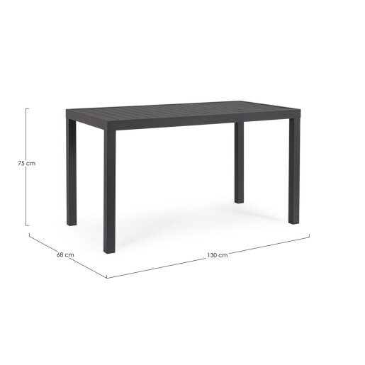 Masa aluminiu gri antracit Hilde 130x68x75 cm