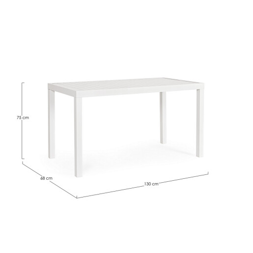 Masa aluminiu alb Hilde 130x68x75 cm