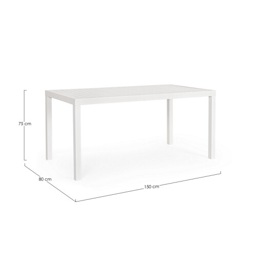 Masa aluminiu alb Hilde 150x80x75 cm