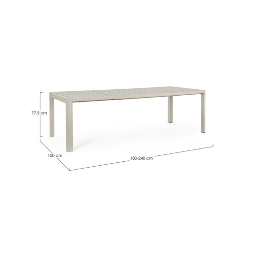 Masa extensibila aluminiu taupe Kiplin 180/240x100x77.5 cm