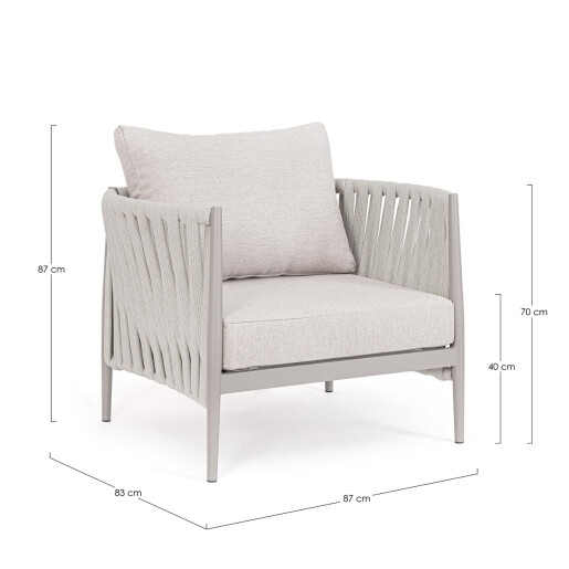 Fotoliu otel textil taupe Jacinta 97x83x87 cm