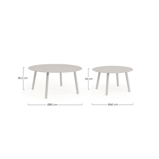 Set 2 masute aluminiu taupe Aminta 60x34 cm; 80x38.5 cm