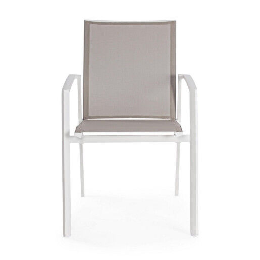 Set 18 scaune gradina aluminiu alb textilen taupe Cruise 57x57x87.5 cm
