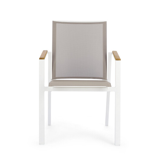 Set 16 scaune gradina aluminiu alb textilen taupe Cameron 59x61x88 cm