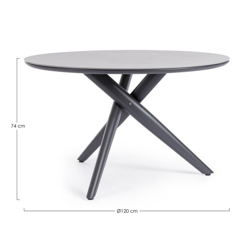 Masa rotunda aluminiu piatra gri Julian 120x74 cm