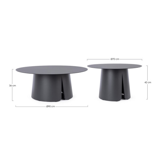 Set 2 masute aluminiu gri antracit Bryan 70x42 cm, 90x36 cm