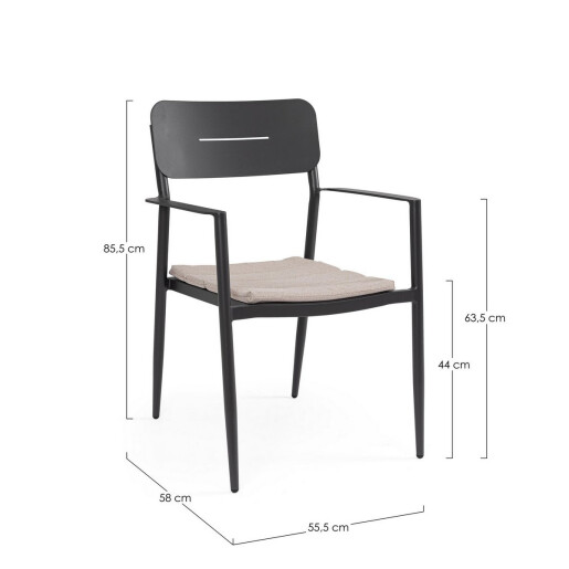 Set 4 scaune gri antracit bej Nebula 55.5x58x85.5 cm