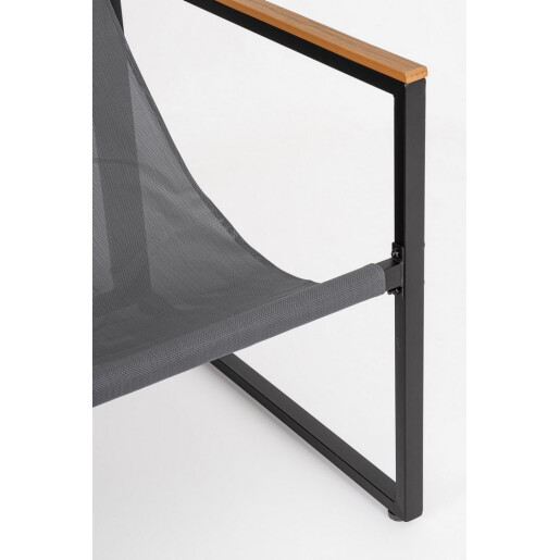 Set mobilier gradina otel negru textil gri lemn maro Ilda 