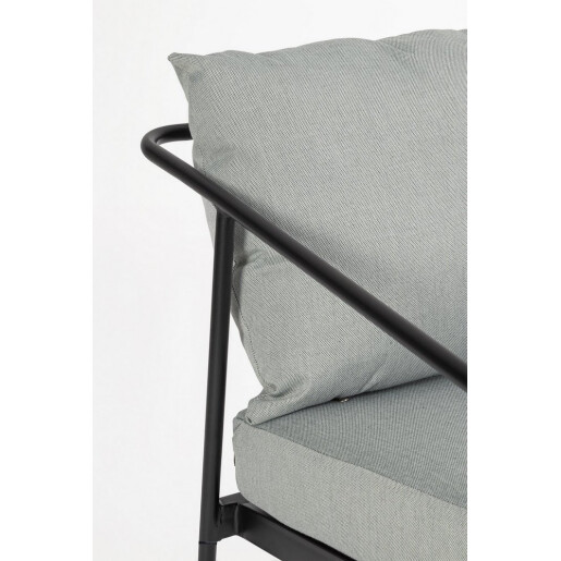 Set mobilier gradina otel negru textil gri Florian 62x69x75, 53x43, 73x35, 122x69x75 cm