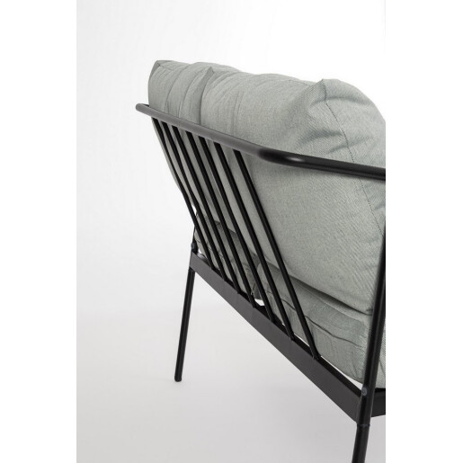 Set mobilier gradina otel negru textil gri Florian 62x69x75, 53x43, 73x35, 122x69x75 cm