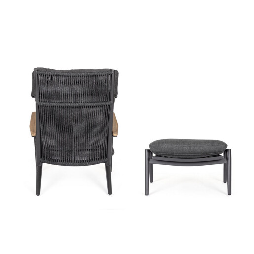 Set fotoliu taburet aluminiu textil gri antracit Ibisco 73.5x93.5x97 cm, 73x50x37.5 cm