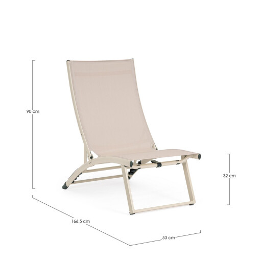 Set 2 fotolii recliner gradina taupe Taylor 53x166.5x90 cm