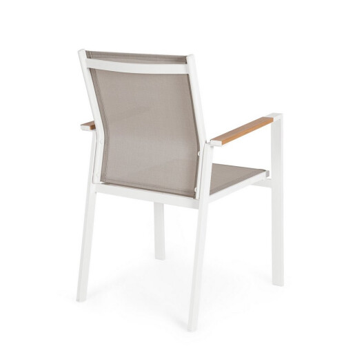 Set 4 scaune gradina, terasa otel alb textilena bej Heta 56.5x57x87h