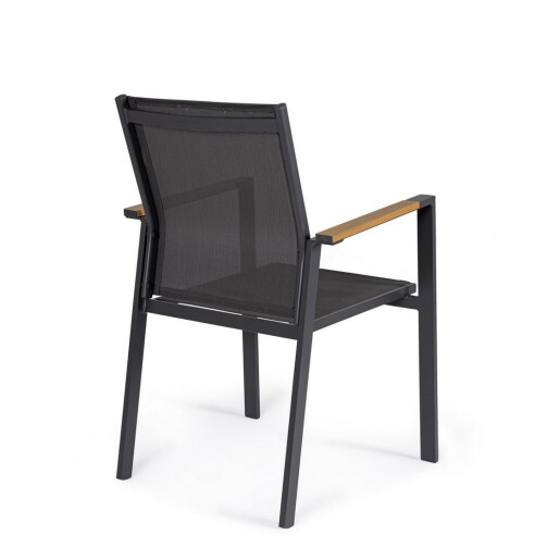 Set 4 scaune gradina, terasa otel textilena gri charcoal Heta 56.5x57x87h