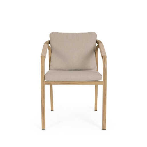 Set 4 scaune gradina, terasa aluminiu maro textil bej Kalimera 55x62x79h