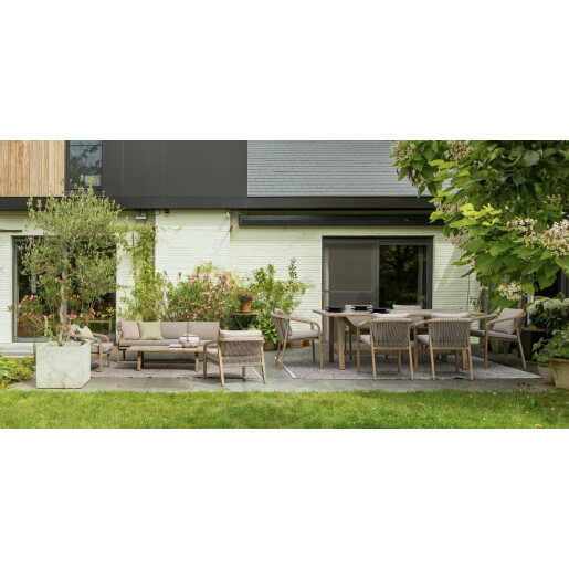 Set 4 scaune gradina, terasa aluminiu maro textil bej Kalimera 55x62x79h