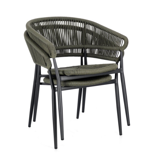 Set 4 scaune gri antracit verde Algaida 62x64x76 cm